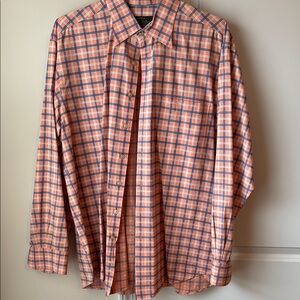 Men's Peach Plaid Shirt